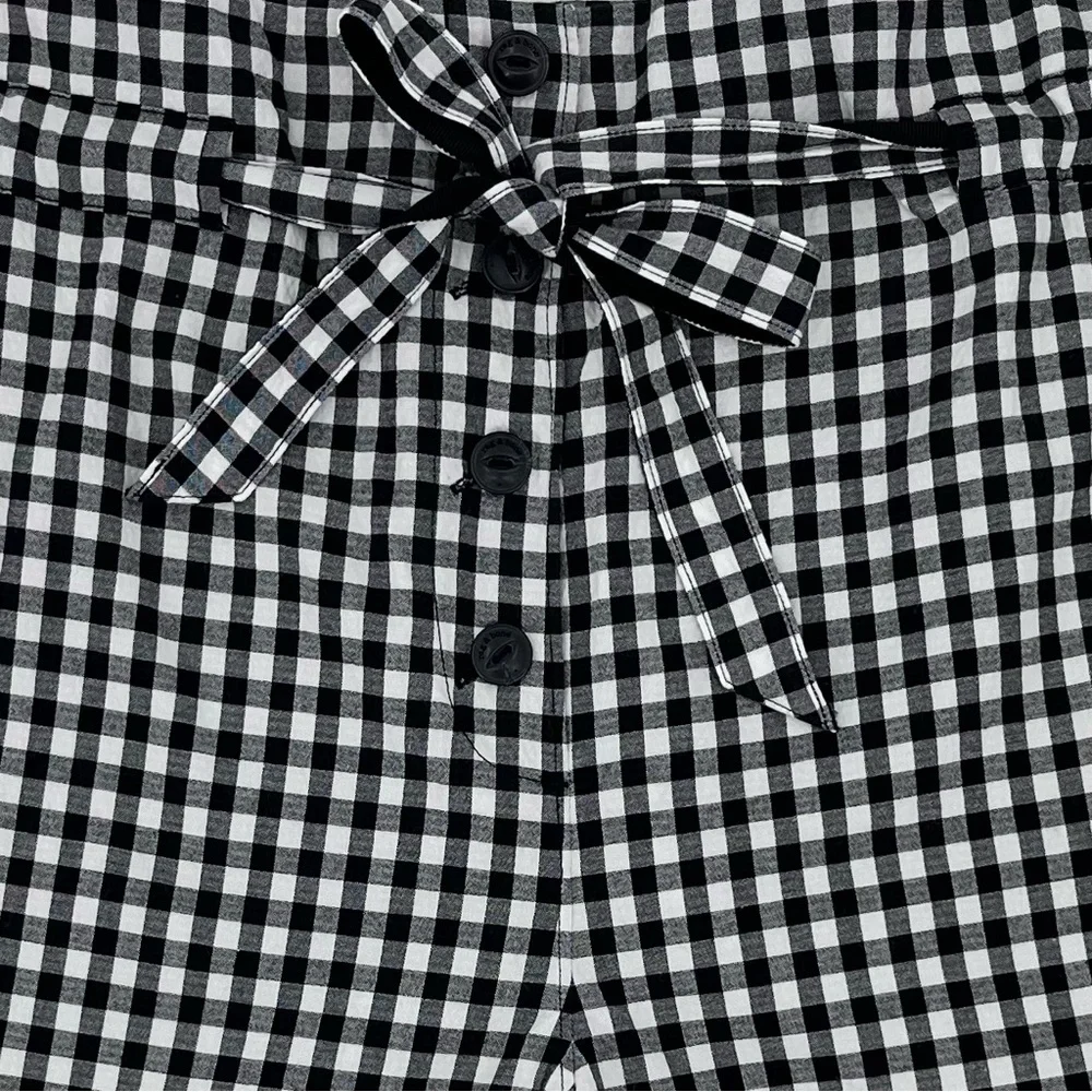 Rag & Bone Camille Cotton Black/White Gingham High Waist Paperbag Shorts Size 10